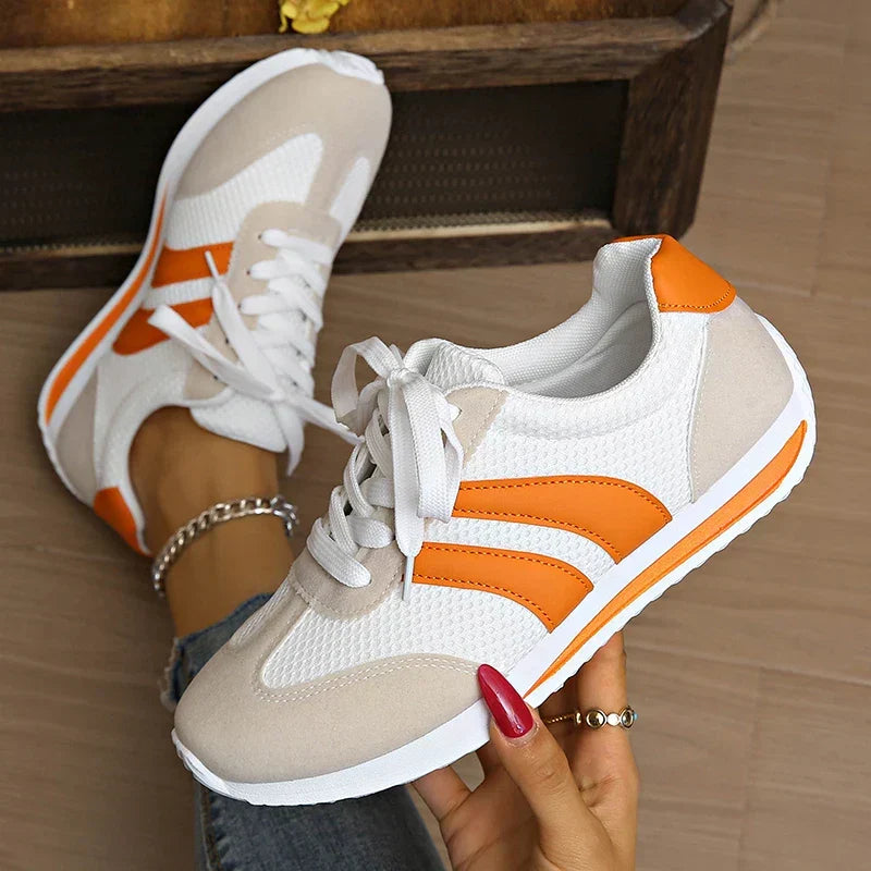 Lace-Up Mesh Overlay Low Top Sneakers