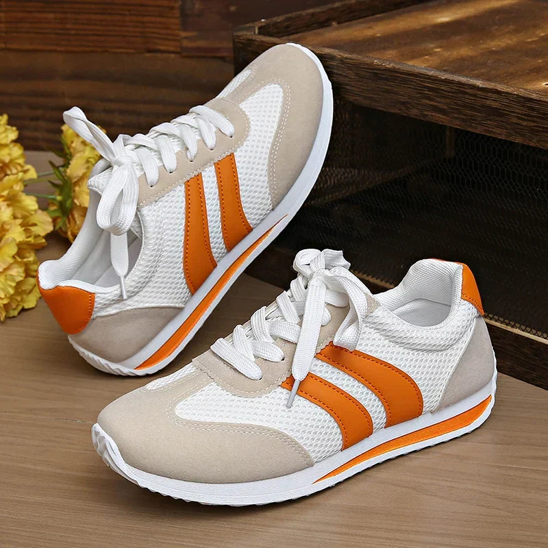 Lace-Up Mesh Overlay Low Top Sneakers