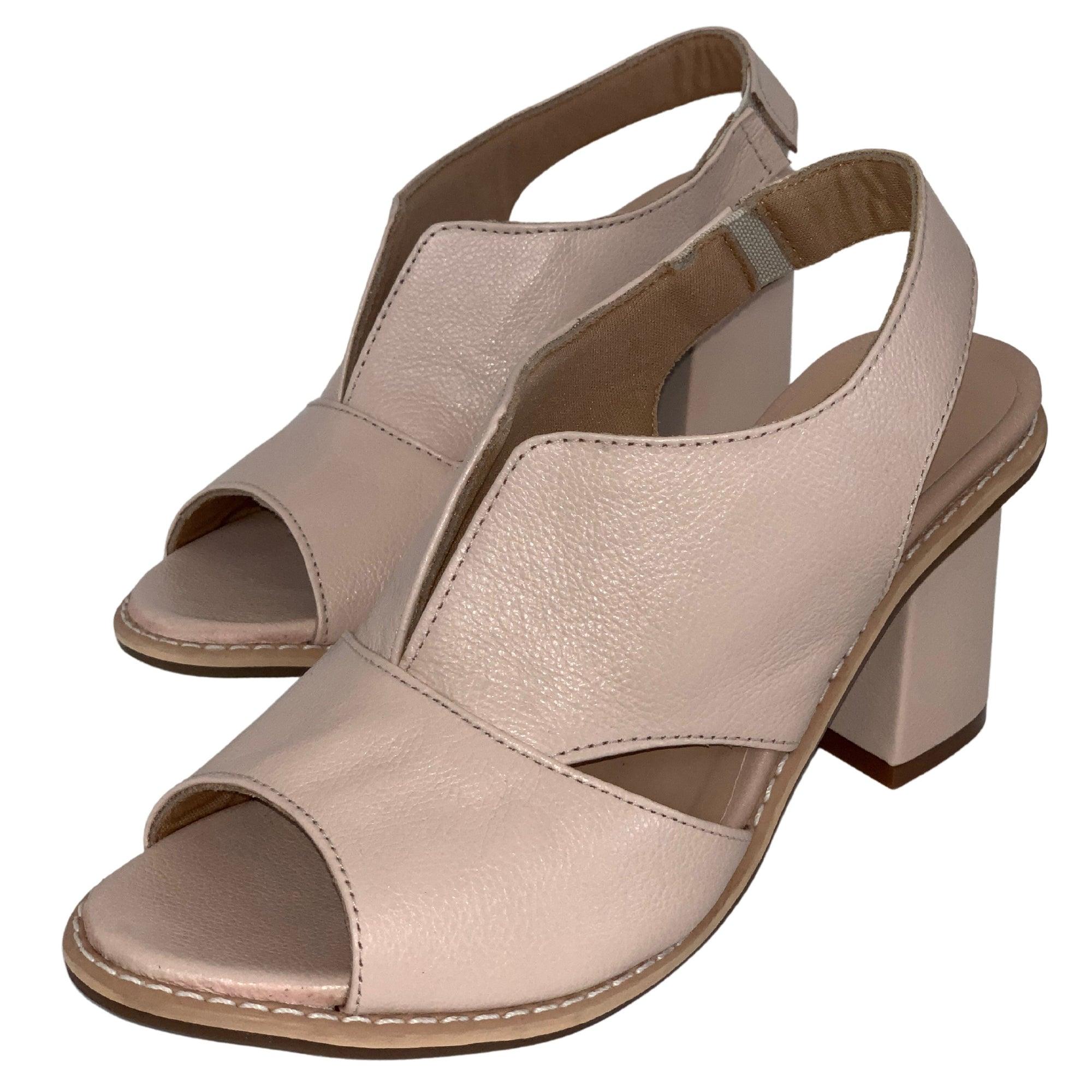 Genuine Leather Block Heel Comfort Sandals