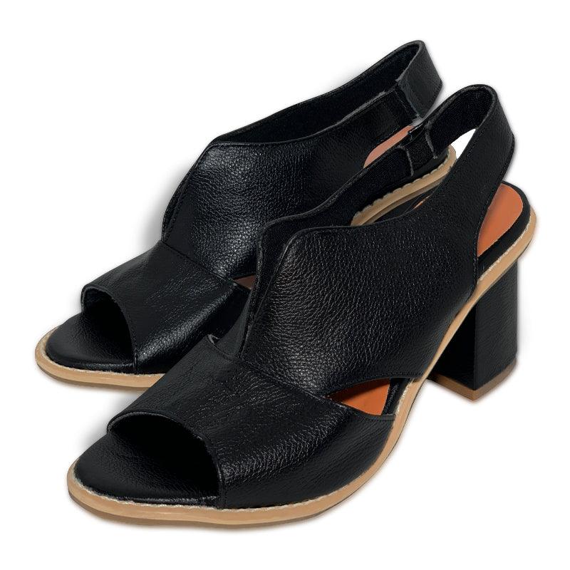Genuine Leather Block Heel Comfort Sandals