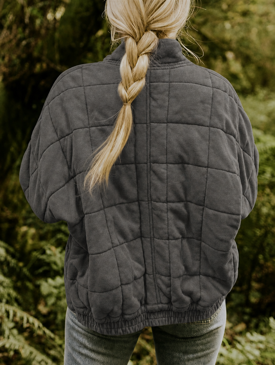 Diamond Quilted Zip Front Jacket