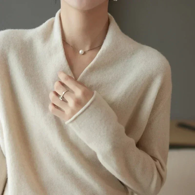 Wrap Front V-Neck Pullover Sweater