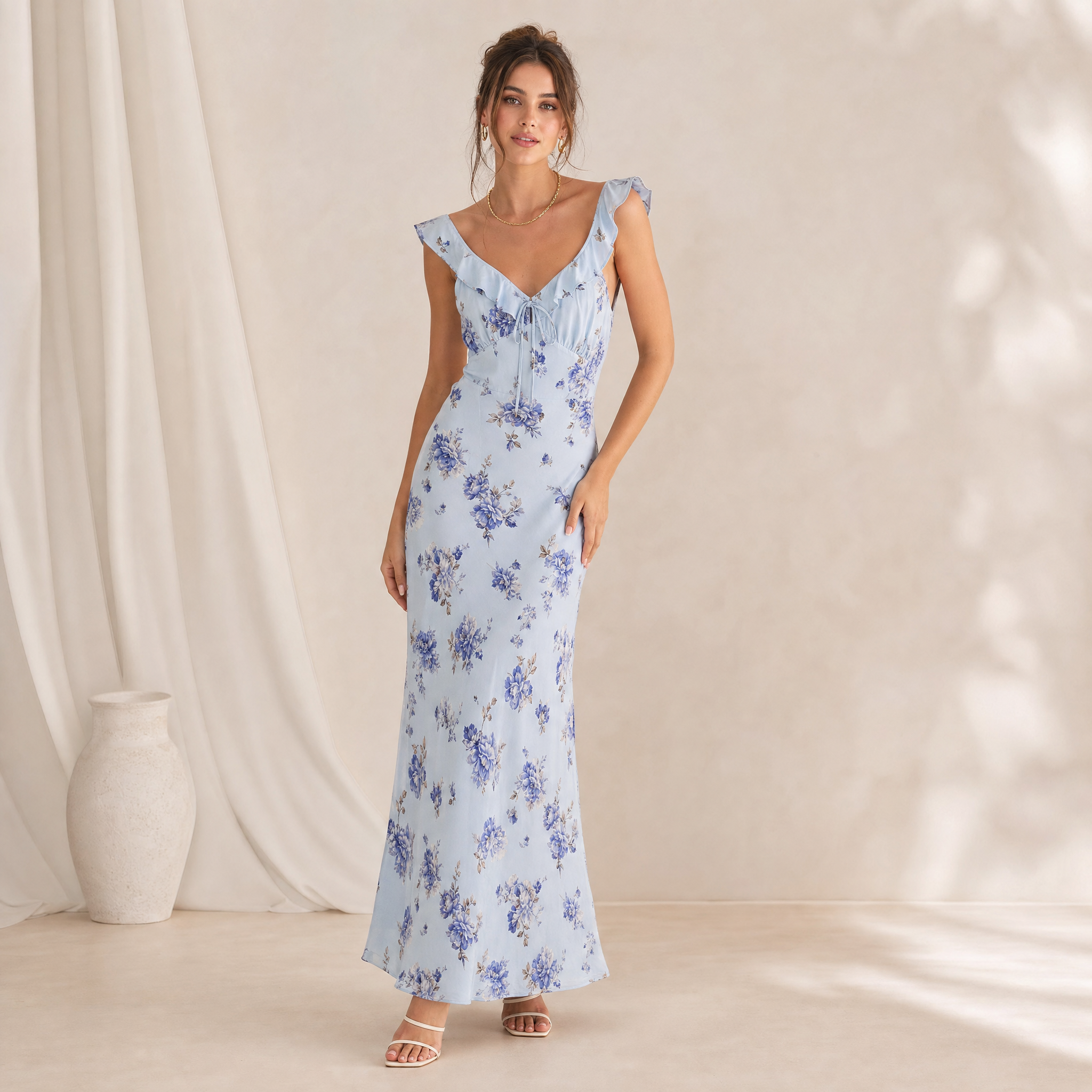Floral Sleeveless Backless Beach Dress