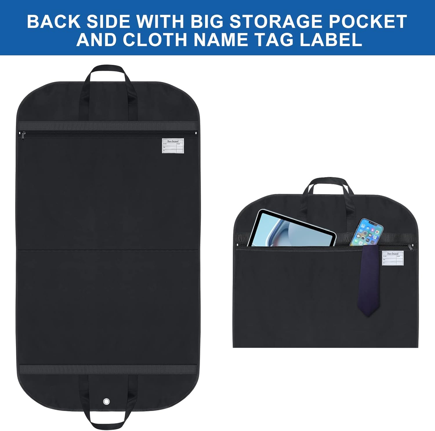 Waterproof Oxford Garment Bag 2-Pack | 43-Inch Suit Cover with Pockets