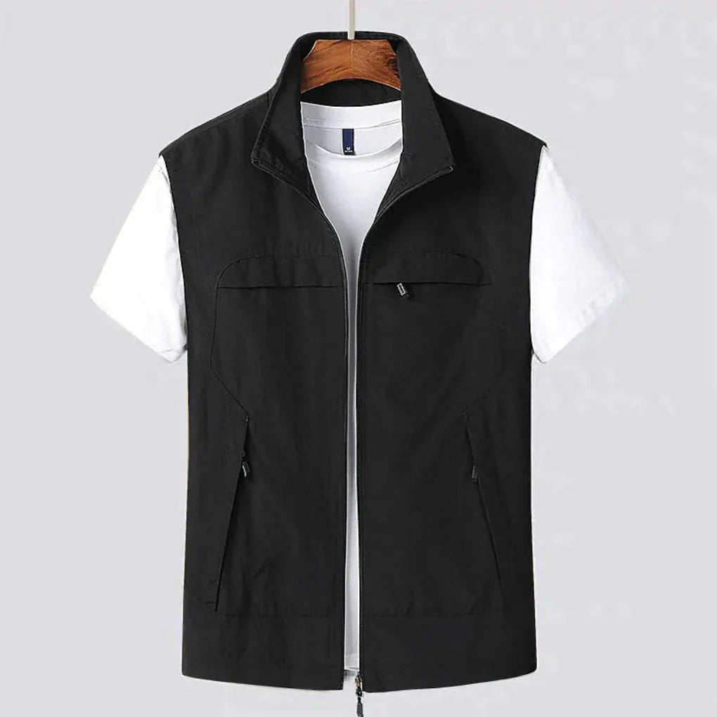 Quick-Dry Mesh Panel Zip-Up Vest