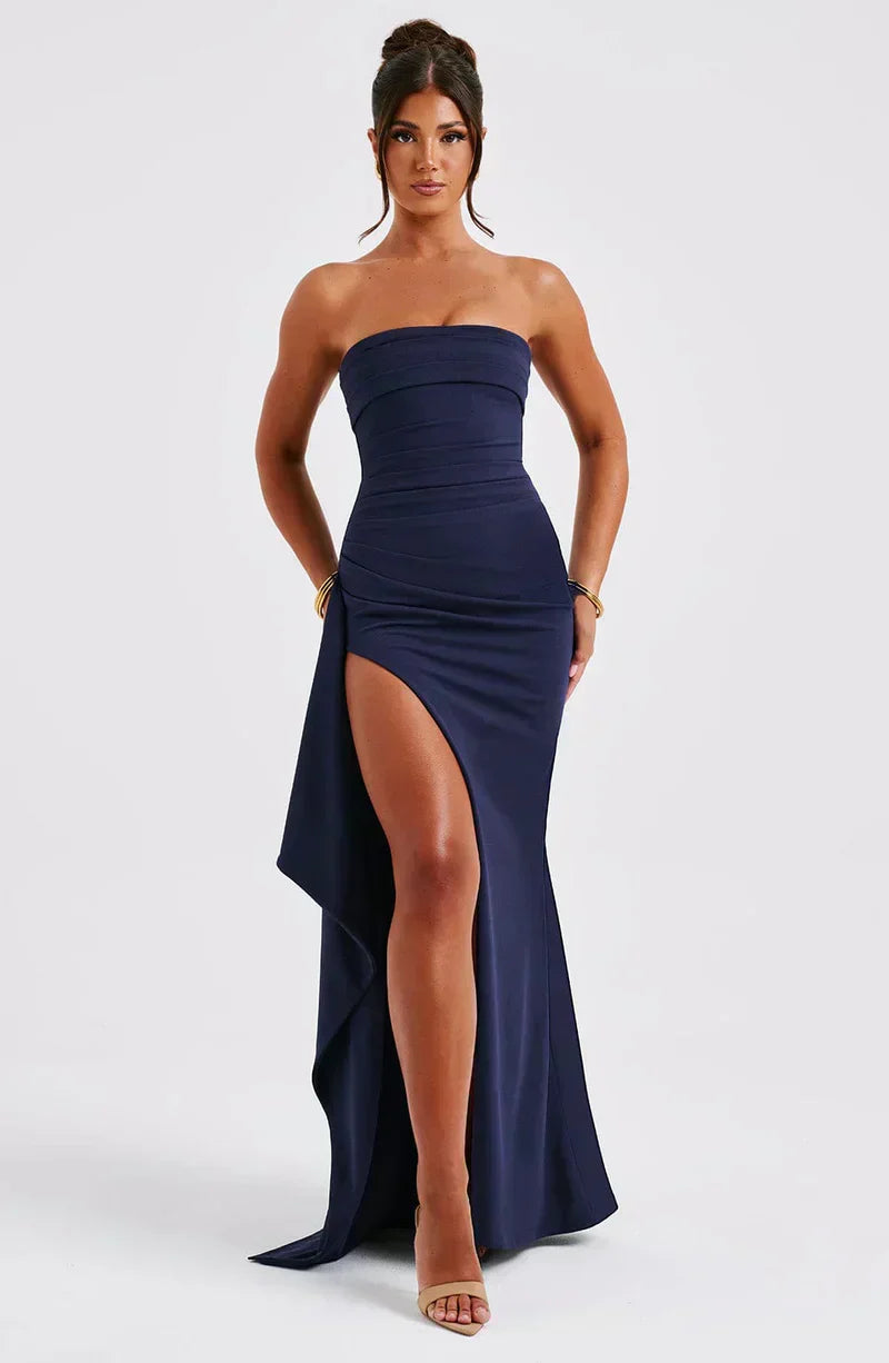 Off-Shoulder Maxi Dress for Women - Twisted Neckline Elegant Party Dress