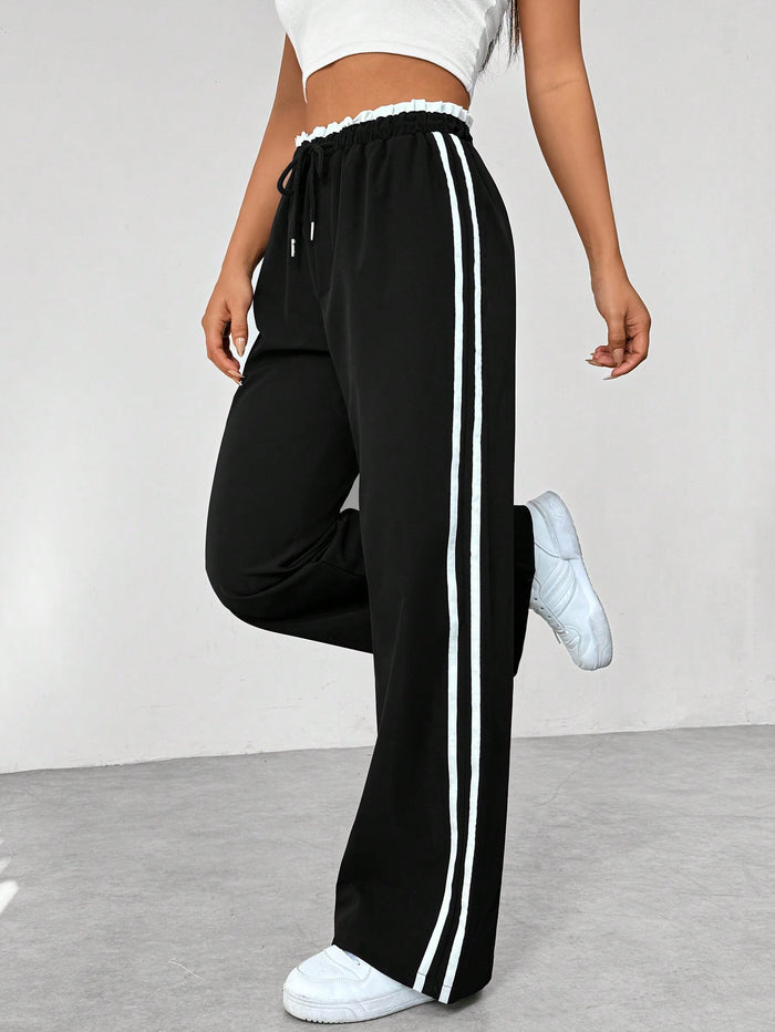 High-Waisted Striped Jogger Sweatpants